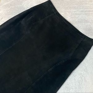 Vintage Tannery West Black suede leather skirt Size 12